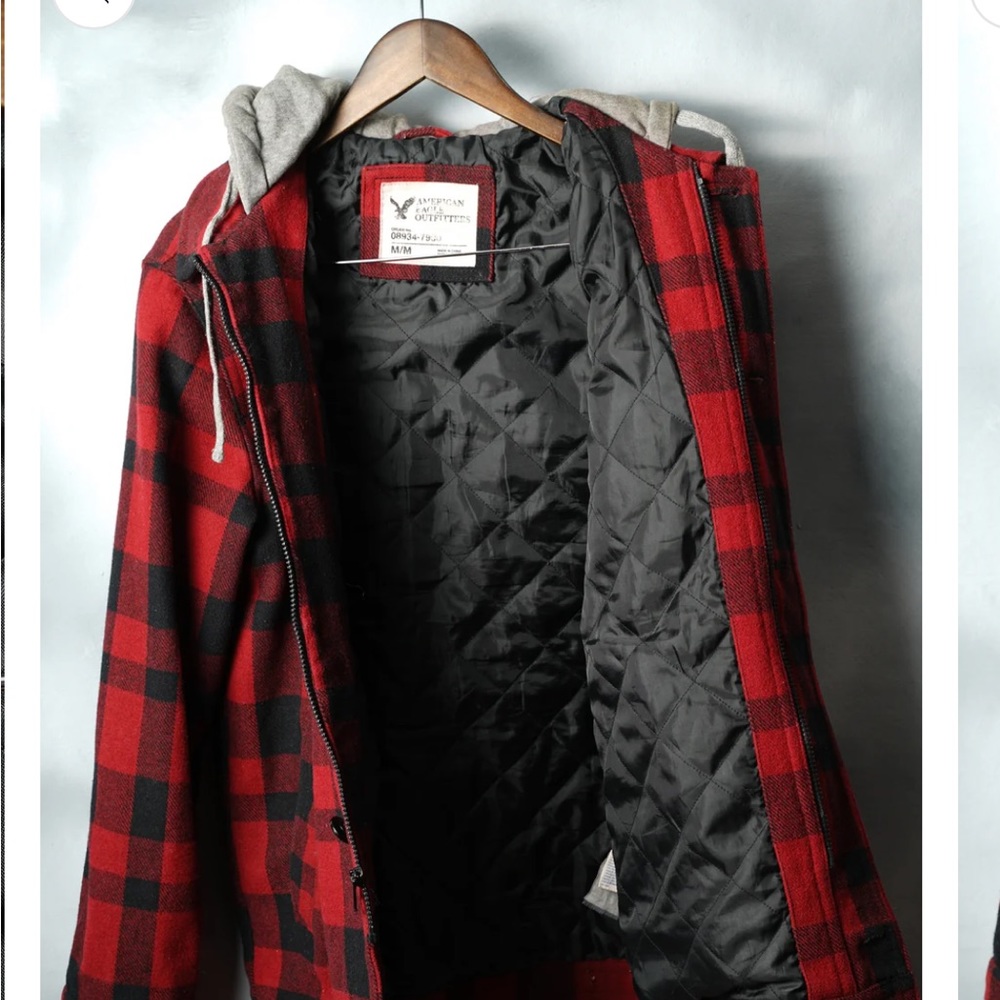 ISO American eagle Buffalo plaid wool jacket in size XS.